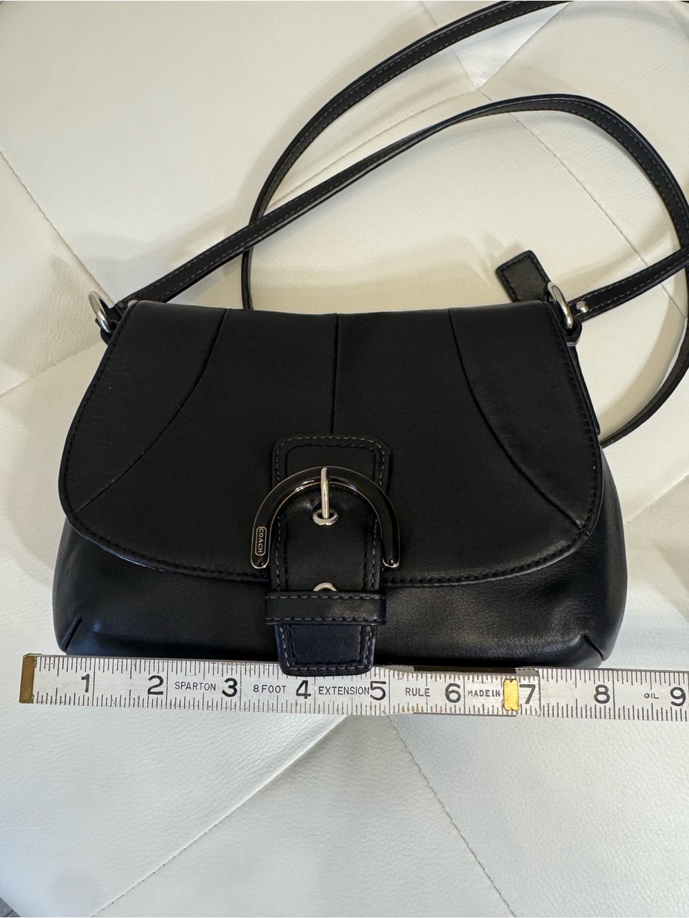 Vintage Coach Black Leather Mini Shoulder Crossbody Bag Y2K - Picture 9 of 11